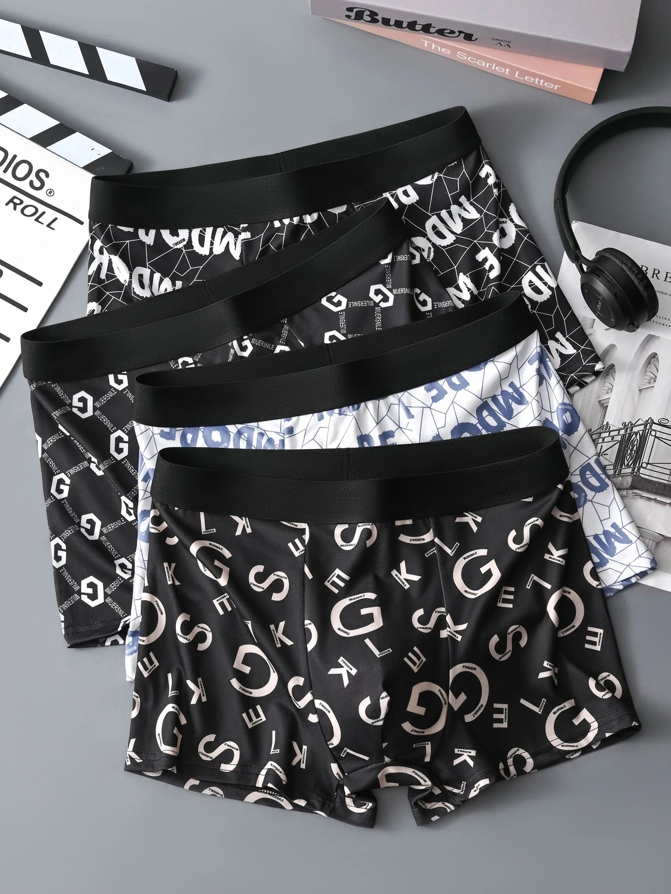 4 Pieces of Men's Underwear Fashionable Trendy Boxer Briefs Comfortable Breathable Soft Loose Athletic Casual Men's Pants