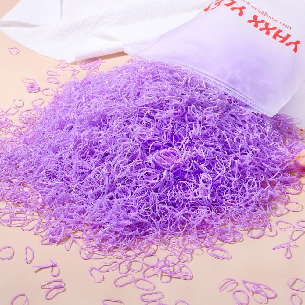 500/1000/2000pcs Girls Colourful Disposable Rubber Band Hair Ties Headband Children Ponytail Holder Bands Kids Hair Accessories - MAISON FREDA 