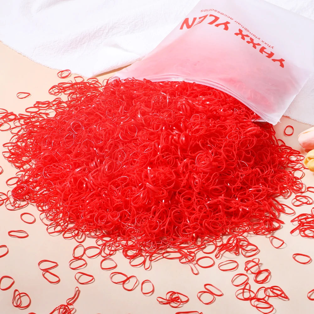 500/1000/2000pcs Girls Colourful Disposable Rubber Band Hair Ties Headband Children Ponytail Holder Bands Kids Hair Accessories - MAISON FREDA 