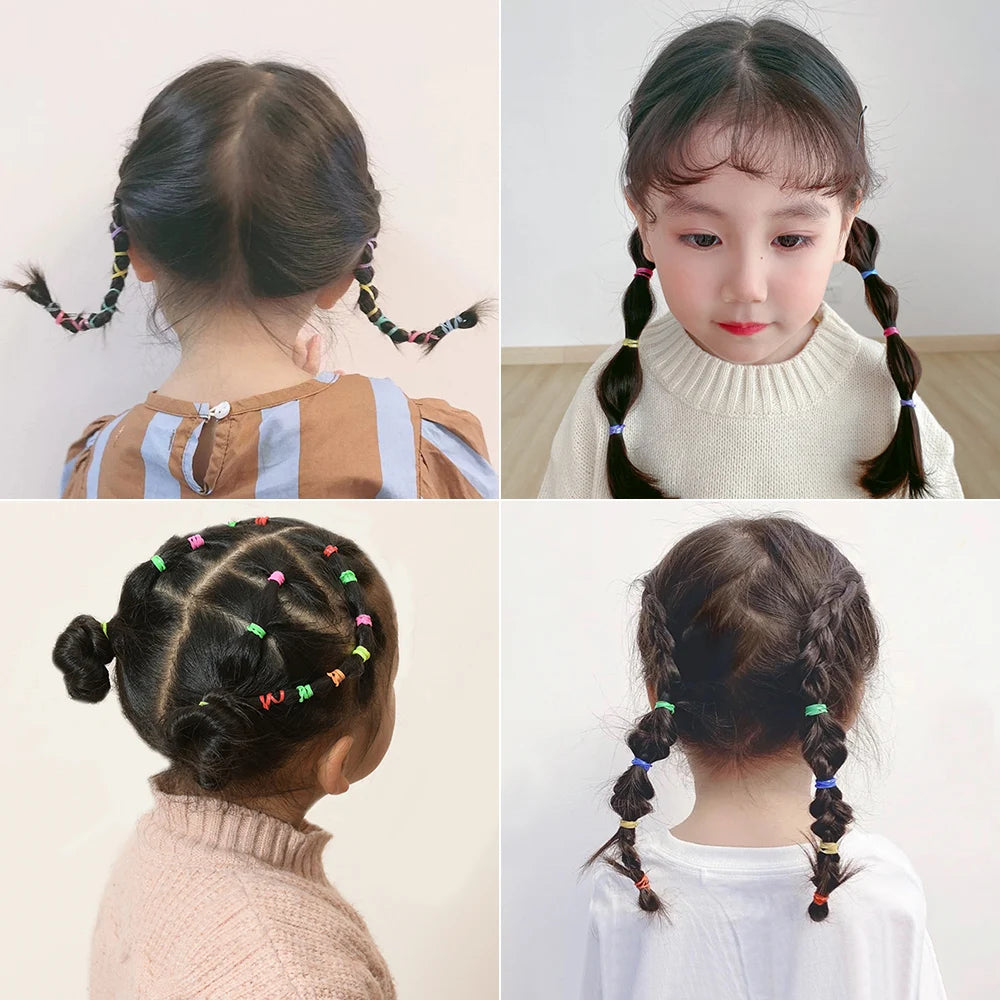 500/1000/2000pcs Girls Colourful Disposable Rubber Band Hair Ties Headband Children Ponytail Holder Bands Kids Hair Accessories - MAISON FREDA 